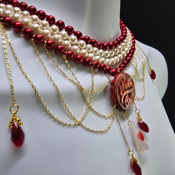 Handmade 18k Gold Plated Fallout Rusty Nuka Cola Inspired Choker Waterfall Neckl - Picture 7 of 11